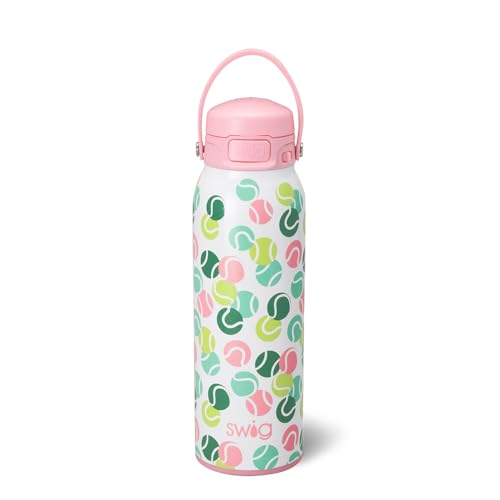Swig Life 32oz EZ Fill Water Bottle with Straw Lid, Match Point | Leakproof Lid - Double Wall Insulated Stainless Steel - Lid, Straw & Lock - Cup Holder Friendly - Dishwasher Safe - color: Match Point, size: 32 Ounces