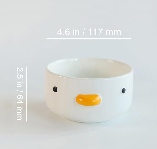 PURROOM Funny Cute Duck Bowl, Handmade Glaze Duck Safety Ceramics 17oz Soup Bowls, 4.6'' Rice Bowl. (500ML) - size: 4.6'' Soup Bowl