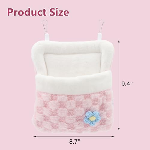Litewoo Sugar Glider Sleeping Pouch Winter Warm Plush Hamster Sleeping Bag Bed Hideout Hanging Nest Bed for Small Animal Sugar Glider Rat Hamster Squirrel Chipmunk Hedgehog (Pink) - color: Pink