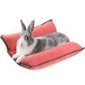 Rabbit Bed, Washable Bunny Pillow, Reversible Lounger Pad, Soft Small Animal Bedding, Stress Relief Pet Mat for Kittens, Guinea Pigs, Puppies - color: Light Red