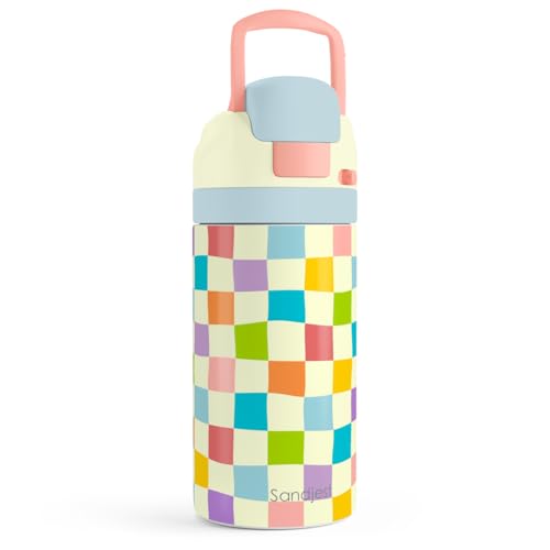 Checkered Kids Insulated Stainless Steel Water Bottle 16 Oz, Travel Tumbler for School, Sports for Girls, Birthday, Back To School - color: Checker
