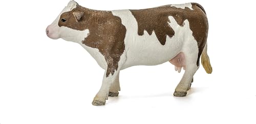Schleich Farm World Simmental Cow Toy Figurine - Educational and Durable Farm Animal Toy Figure, Fun and Imaginative Play for Boys and Girls, Gift for Kids Ages 3+ | schleich Bauernhof Spielfigur | detailgetreue Tierfiguren | tolles Geschenk für Jungen un