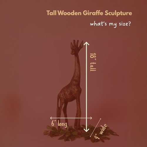 Giraffe Sculptures for Home Decor, Wooden Figurine, 18 Inch Tall - size: Giraffe