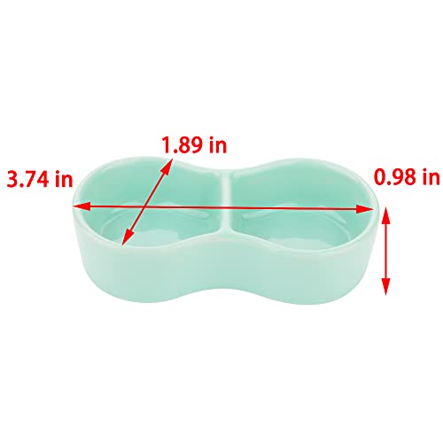 2 Pcs Hamster Ceramic Food Bowl, Double Grid Design Anti-Turning Food and Water Dish for Hamster Hedgehog Sugar Glider Gerbil Chipmunk Rodent (Colors May Vary)