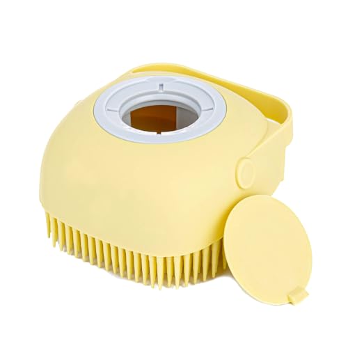 TPE Pet Bath Brush Yellow Dog And Cat Grooming Scrubber Soft Massage Cleaning Tool 3.3 x 2.2 x 3.1 Inch - color: Yellow