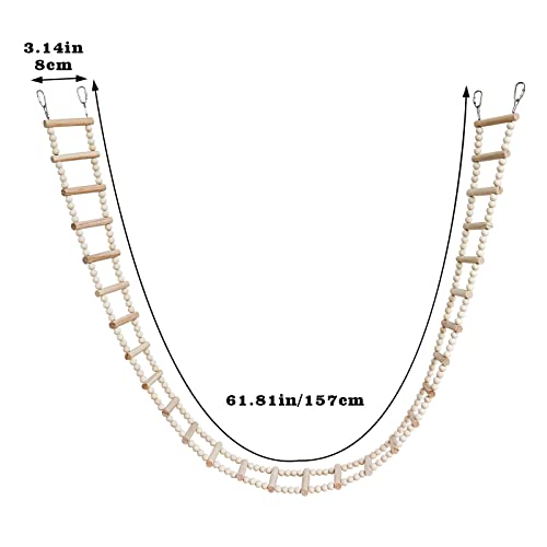 Bird Ladder Bridge, Wooden Pet Hamster Climbing & Swing Toys, Cage Accessories for Birds Rats Parrots Hamster Squirrel Sugar Gliders Parakeets Cockatiels - 28 Steps - 61.8 x 3.14 Inch - size: 28 Steps - 61.8 × 3.14 Inch