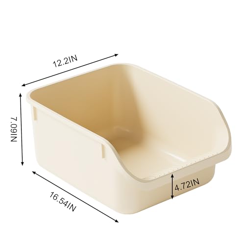 Rabbit Litter Box with Low Entry, High Back Splash Guard for Guinea Pigs, Hamsters, Hedgehogs, Chinchillas & Small Animals, Easy Clean Potty Training Pan for Cage (White) - color: White