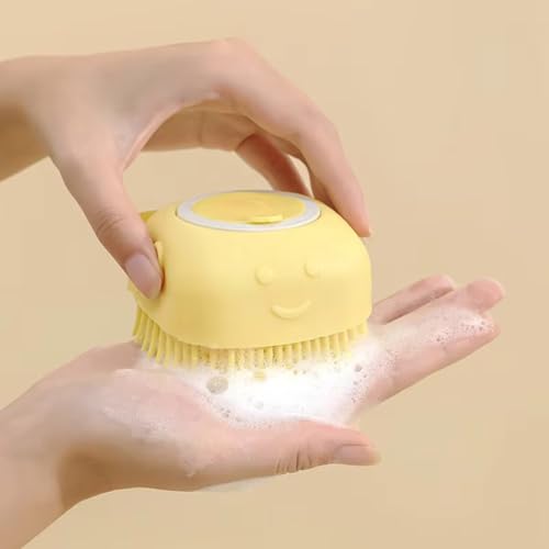 Pet Grooming Bath Brush with Shampoo Dispenser, Soft Silicone Bristle Massage Brush for Dogs and Cats, Gentle Scrubber for Long & Short Haired Pets, Shower Bathing Grooming -pink - color: Pink