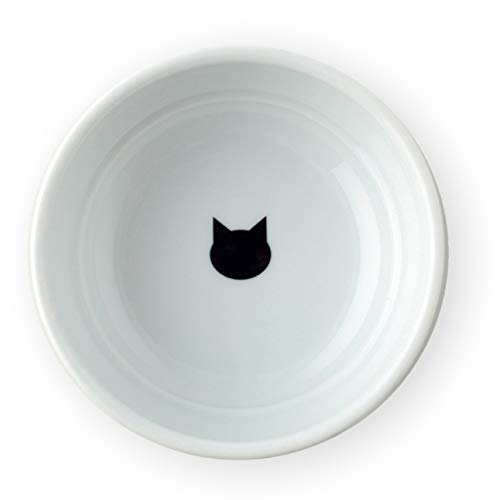 Necoichi Shallow Wide Ceramic Cat Food & Water Bowl (Dots Style, Basic Flat) - color: Dots