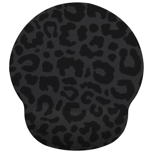 Black Leopard Mouse Pad with Gel Wrist Support, Smooth Surface Ergonomic Mouse pad, Non-Slip Pain Relief Desk Mat for Gaming, Work & Office Desktop - color: Black Leopard