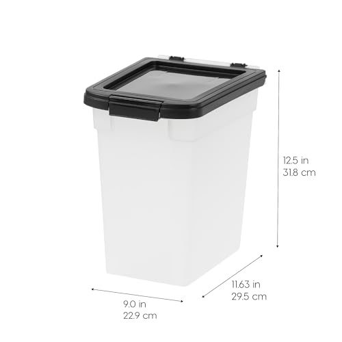 IRIS USA Dog Food Storage Container, 2-Pack, Up to 10 lbs, Black | Made in USA, Stacklable Design, Airtight Seal, BPA-Free, Bird Seed, Cat food, Treats, Multi-Pet Use - color: Black, size: 10 lbs - 2 Pack