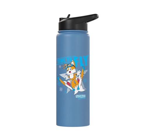 Sonic the Hedgehog - Ski Flying Tails Stainless Steel Insulated Water Bottle - color: Light Blue