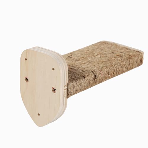 3-in-1 Cat Climbing Wall Steps with Hemp Rope, Shelves and Perches, Scratching Pads for Cats Playing and Climbing (Wood) - color: Wood