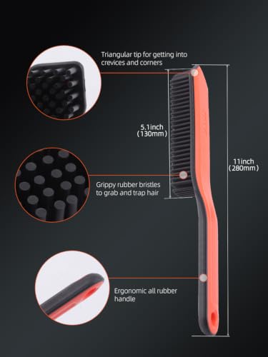 SPTA Pet Hair Brush, 2Pcs Pet Hair Removal Brush,Triangular Wedge Tip,Rubber Bristles to Trap and Remove Hair,Metal-Free Design,Ergonomic Design Great for Cars,Trucks,SUVs,RVs, Home,Furniture&More