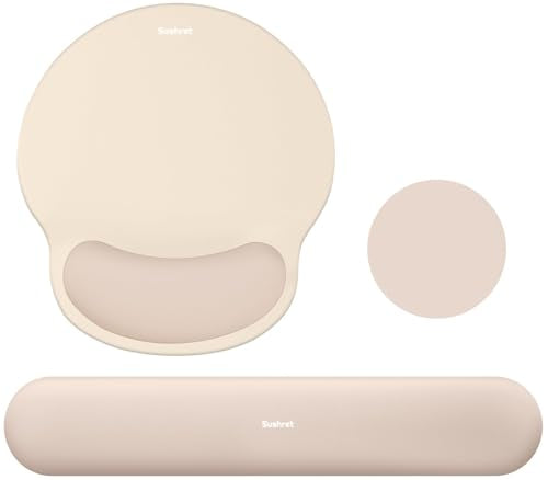 Mouse Pad and Keyboard Wrist Rest, 3-in-1 Gel Memory Foam Ergonomic Mouse Pad with Wrist Rest Set, Gaming Mousepad Arm Cushion Support for Computer Office Desk Accessories Cute Setup,Apricot - color: Apricot