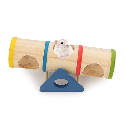 Hamster Wooden Seesaw Tunnel Toy Funny Gym Playground Exercise House for Dwarf Hamster Small Pets (Seesaw Tunnel)