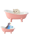Small Animal Hamster Sand Bathtub, Bird Bathroom, Ice Accessories Cage Toys, Ceramic Relax Habitat House, Sleep Pad Nest for Hamster, Food Bowl for Guinea Pigs/Squirrel/Chinchilla - color: Pink
