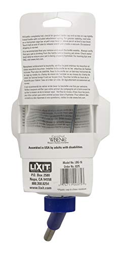 Lixit Glass Water Bottles for Rabbits, Ferrets, Small Birds, Guinea Pigs, Rats, Hamsters and Other Pets (16oz Pack of 2)