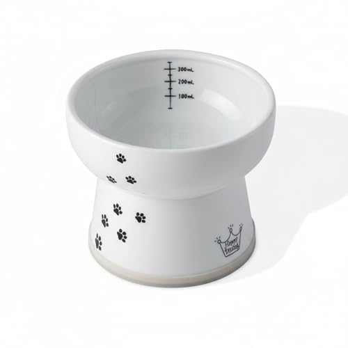 NECOICHI Raised Cat Water Bowl, Elevated, with Measurement Lines, Dishwasher and Microwave Safe (Cat, Extra Tall) White - color: Cat, size: Extra Tall