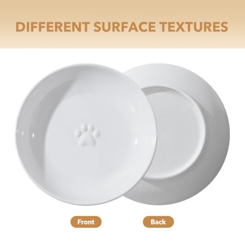 Havniva Ceramic Cat Bowls, Shallow Cat Dishes, Cat Food Plate Set of 3 | Wide Opening, 5.6” Cat Plates, Ceramic Cat Food Bowls for Wet & Dry Food, Non-slip Rubber Base, Whisker Friendly Cat Bowl - color: White, size: 3 Bowls