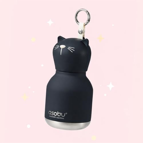 asobu Mini Bestie Water Bottle, Cute Collectible Character, Stainless Steel | 6.7 oz, Leak Proof Seal, Spill Resistant, BPA Free Materials, Dishwasher Safe, Reusable Straw Included, Great Gift Idea - color: MINI KIKI THE CAT