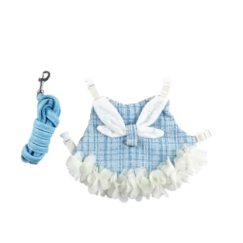 Bunny Harness and Leash,Adjustable Soft Guinea Pig Clothes Pet Rabbit Ferret Harness Costumes for Small Animals Dress - color: Blue, size: Small