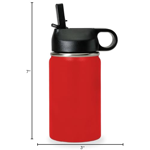 LaserGram Personalized 12oz Water Bottle, Snail (Red) | Engraved Gift, Vacuum Insulated Stainless Steel, Flip-Top Straw Lid, Laser Engraved With Your Name - color: Red, size: 12 Ounces