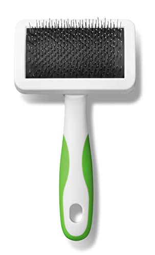 Andis 65705 Stainless-Steel Slicker Brush for Dogs and Cats - Durable and Lightweight Grooming Tool for All Breeds and Fur Lengths, Reduces Shedding and Promotes Hair Growth - Medium, Green - size: Medium, style: Firm Slicker Brush