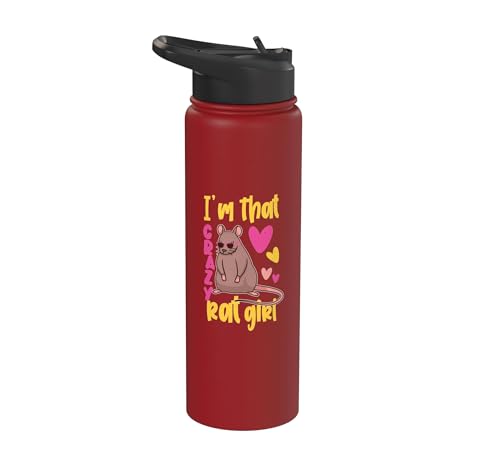 Funny Rat Design for Girls and Women Stainless Steel Insulated Water Bottle - color: Red