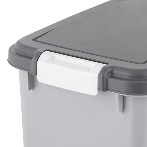IRIS USA Dog Food Storage Container, Up to 30+11 lbs, Gray/Dark Gray | Made in the USA, Includes 2-Cup Scoop & Wheels, Airtight Seal, BPA-Free, Bird Seed, Cat food, Cat Litter, Treats, Toys - color: Gray/Dark Gray