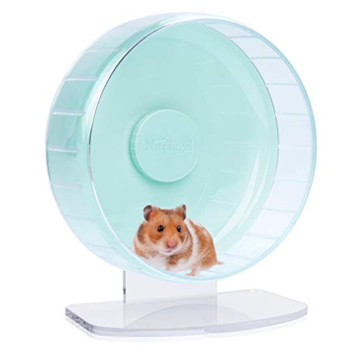 Niteangel Super-Silent Hamster Exercise Wheels: Quiet 10 inch Running Wheel | Can 10.6-13.4" Adjustable Height - No Bend Back Spinner Running for Dwarf Syrian Hamster Gerbils Mice Or Other Small Animal - color: Mint Green, size: Medium