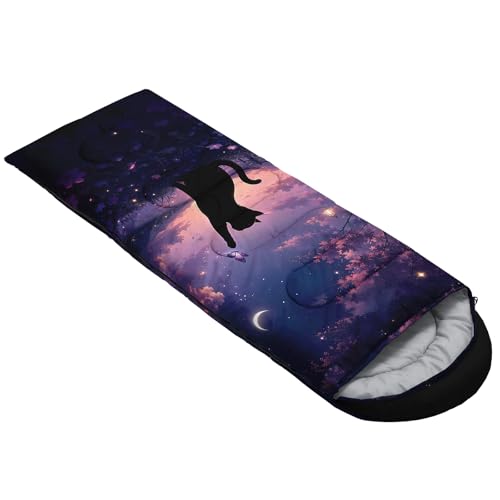 QOOMO Camping Sleeping Bags,3 Season Warm & Cool Weather,Lightweight,Waterproof Sleeping Bags for Adults & Kids,Traveling,and Outdoors,Camping Gear Equipment - color: Galaxy Butterfly Cat 10