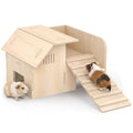 XiaZ Guinea Pig Hideout, Double Decker Wooden Guinea Pig House with Stairs,Two Lower Rooms and One Large Upper Platform,Habitat Hideout for Dwarf Rabbit, Hamster, Chinchilla - size: style3:15.7 x 15.7 x 9.1 inches