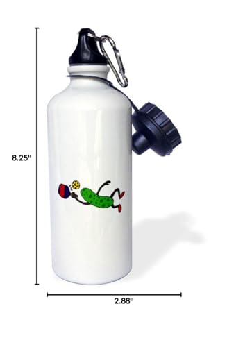 3dRose wb_203781_1 Funny Leaping Pickle Playing Pickleball Sports Water Bottle, Multicolor, 21 oz