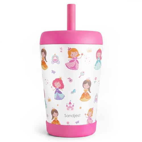 SANDJEST Princess Insulated Sippy Tumbler 12 Oz, Gift for Birthday, Christmas & Back to School - color: Princess