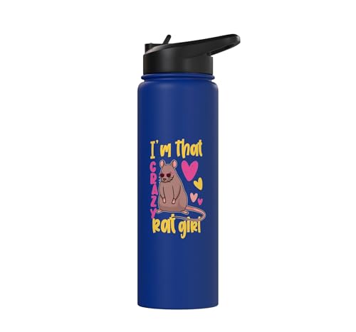 Funny Rat Design for Girls and Women Stainless Steel Insulated Water Bottle - color: Royal Blue