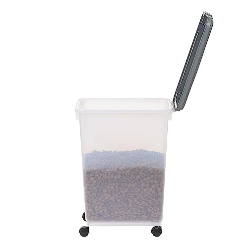 Amazon Basics Airtight Pet Food Storage Container with Scoop, BPA Free, Removable Wheels, 69 QT, Gray - size: 69 QT