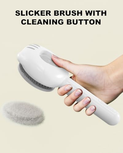 Dog Brush for Shedding, Gentle Self Cleaning Pet Brush with Release Button for Cats and Dogs, Easy to Remove Loose Hair Daily Grooming Tool During Shedding Season - color: White Tiger