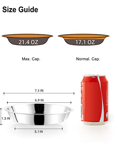 VENTION Stainless Steel Shallow Cat Food Bowl 7.3 Inch, Medium Whisker Fatigue Cat Food Dish 20.2 Fl.oz, Replacement Basic Kitten Bowls Bulk for Elevated Stand, Dishwasher Safe (Set of 4) - size: 7 3/10 Inch-Outer Dia.