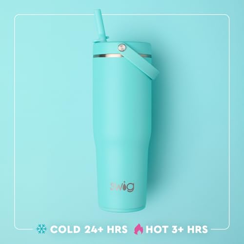 Swig Life 30oz Leakproof To-Go Tumbler with Handle, Flora Rosa | Leakproof Lid - Triple Insulated Stainless Steel - Handle & Straw Included - Cup Holder Friendly - Dishwasher Safe - color: Flora Rosa