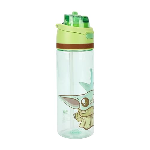 The Mandalorian Baby Grogu 24 oz Plastic Water Bottle On-the-Go Hydration - color: The Mandalorian Baby Grogu Green