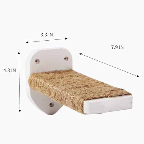 3-in-1 Cat Climbing Wall Steps with Hemp Rope, Shelves and Perches - Wall-Mounted Cat Furniture Set with Scratching Pads (White) - color: White