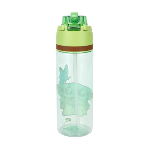 The Mandalorian Baby Grogu 24 oz Plastic Water Bottle On-the-Go Hydration - color: The Mandalorian Baby Grogu Green