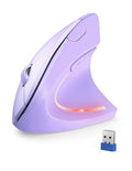 TECKNET Ergonomic Mouse, 4800 DPI Wireless Vertical Mouse with 5 Adjustable DPI Levels, 2.4GHz Optical Carpal Tunnel Mouse, 6 Buttons Wireless Mouse for Laptop, Desktop, PC, MacBook - Light Purple - color: Light Purple