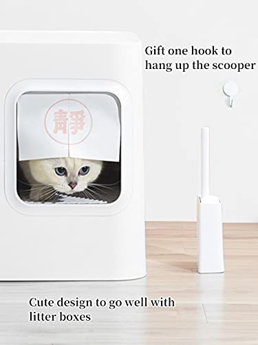 Cat Litter Scooper with Caddy, Cat Scooper for Litter Box with Holder Stand, Durable, Neat and Convenient - Matte White - color: S-White