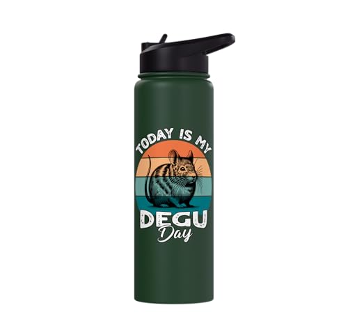 Funny Degu Stainless Steel Insulated Water Bottle - color: Dark Green