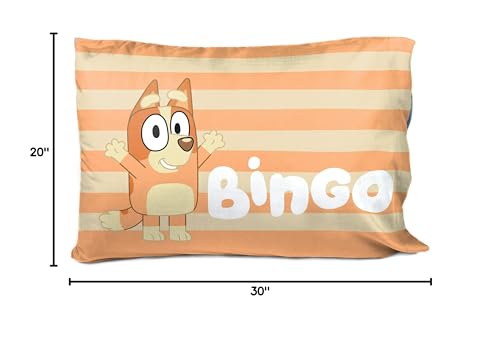 Bluey and Bingo Cartoon Kids Pillowcase Reversible for Kids, Blue | 20 x 30 Inches, Official Product, Soft Microfiber, Double-Sided, Standard Size, Machine Washable, Kids Gift - color: Blue - Bluey