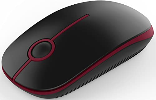 VssoPlor Wireless Mouse, 2.4G Computer Laptop Mouse, Black and Wine Red | Slim Portable Mouse, Plug & Play USB Nano Receiver, Quiet Silent Optical Mice for Notebook, PC, Laptop, Computer - color: Black and Wine Red