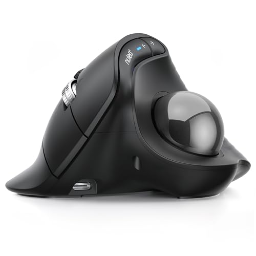 Nulea Wireless Trackball Mouse Ergonomic Vertical Design Thumb Control | Rechargeable mouse with quiet clicks,4 DPI levels,3 device Bluetooth & USB receiver,smooth tracking,compatible with PC-Black - color: D-Black