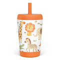 SANDJEST Kid Insulated Stainless Steel Tumbler with Silicone Straw, 12oz Sippy Cup for Kids (Jungle Animals) - color: Animal 1